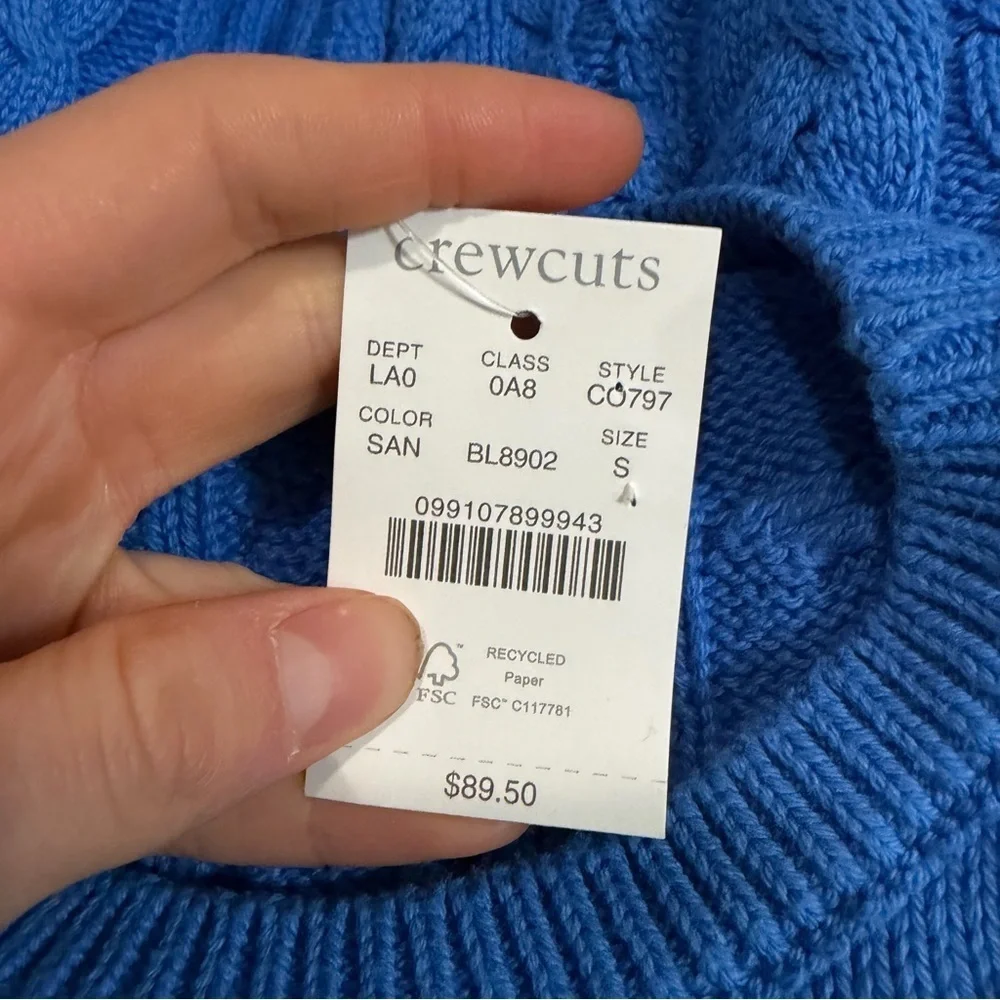 J crew blue Kids' cable-knit crewneck sweater